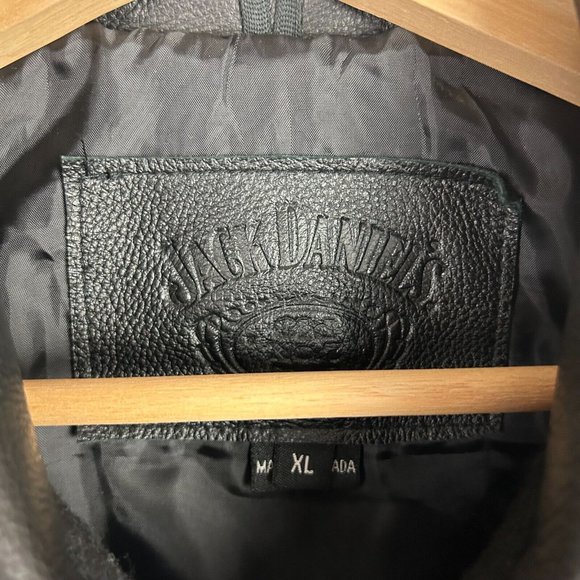Vintage Jack Daniels Letterman Bomber‎ Jacket Size XL 100% Leather Wool Promo - Picture 8 of 8